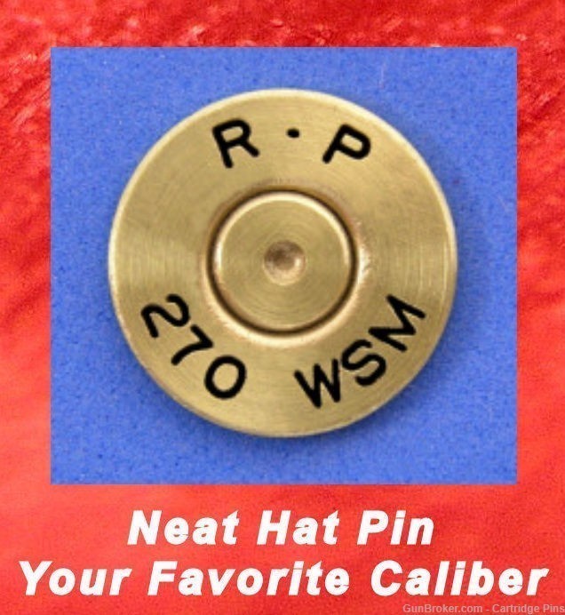 Remington R-P  270 WSM  Brass Cartridge Hat Pin, Tie Tac Ammo Bullet-img-0