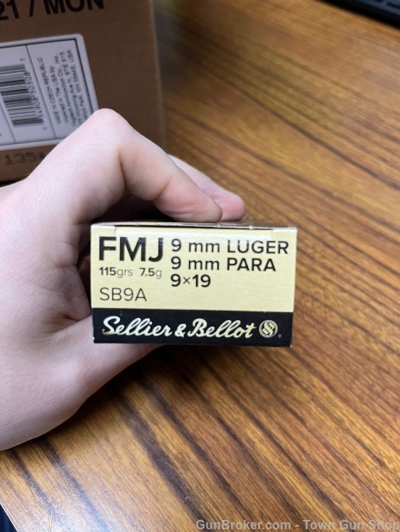 Sellier & Bellot 9mm 115Grain FMJ 1000 Round Case #SB9A-img-4