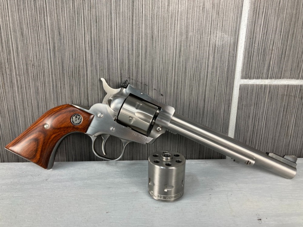 Ruger Stainless New Model Single Six Hardwood with .22LR and .22 WMR 6.5"-img-1