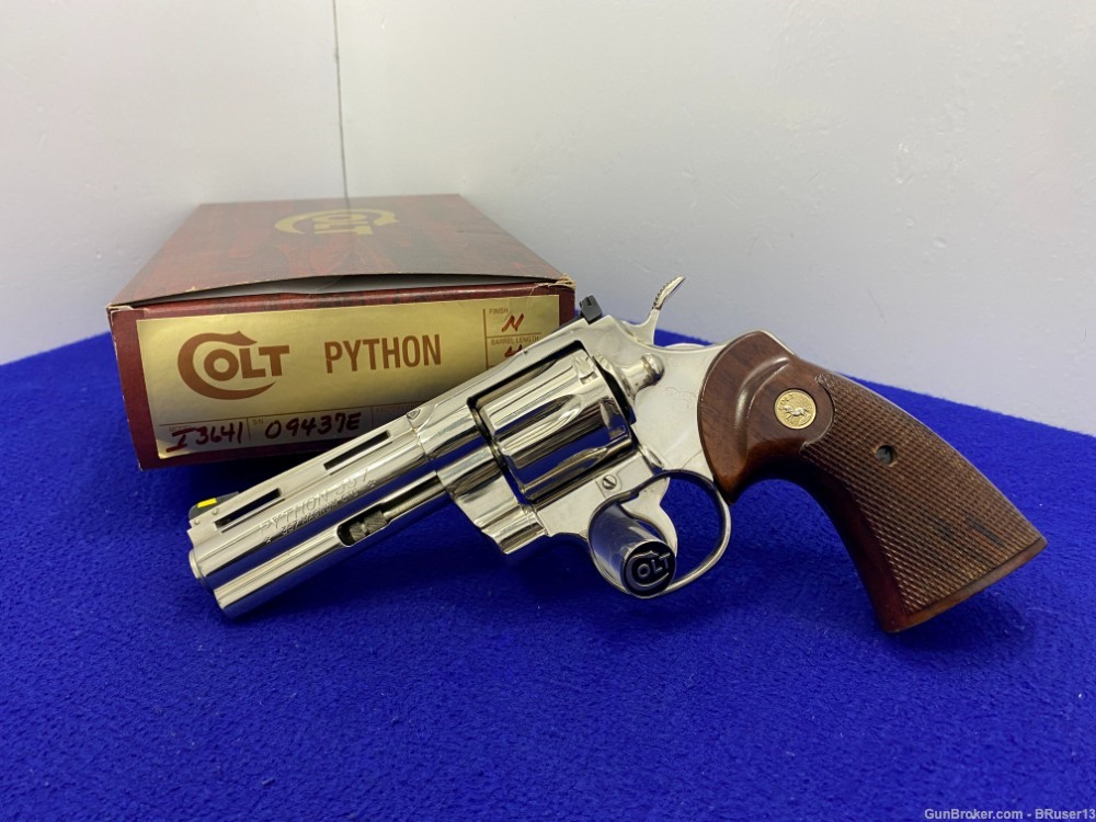 1975 Colt Python .357 Mag 4" -GORGEOUS NICKEL MODEL- Stunning Snake Example-img-6