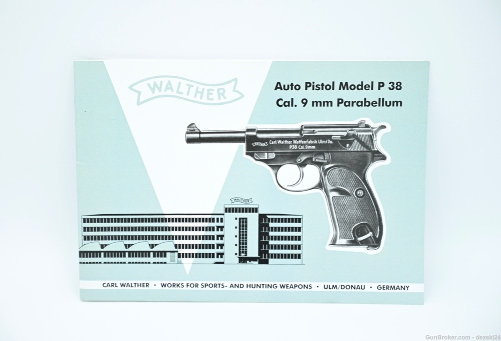 WALTHER P38 P1 PISTOL MANUAL/INSTRUCTION BOOK  AUTO PISTOL WALTHER GERMANY -img-0