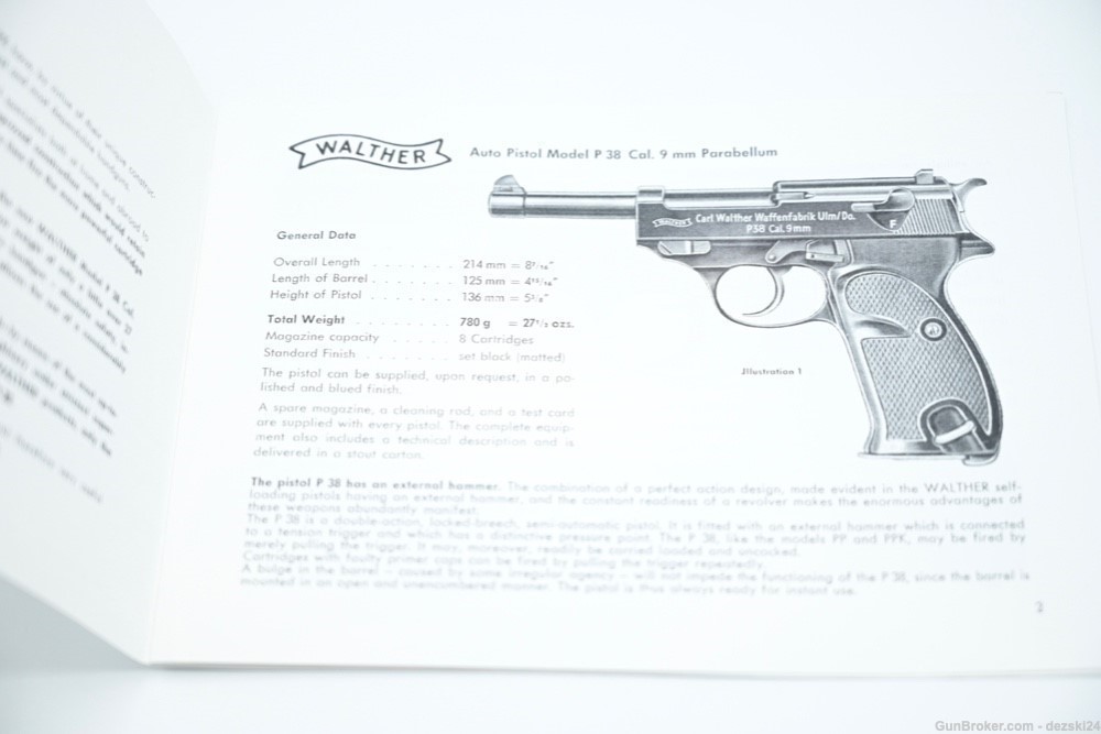 WALTHER P38 P1 PISTOL MANUAL/INSTRUCTION BOOK  AUTO PISTOL WALTHER GERMANY -img-5