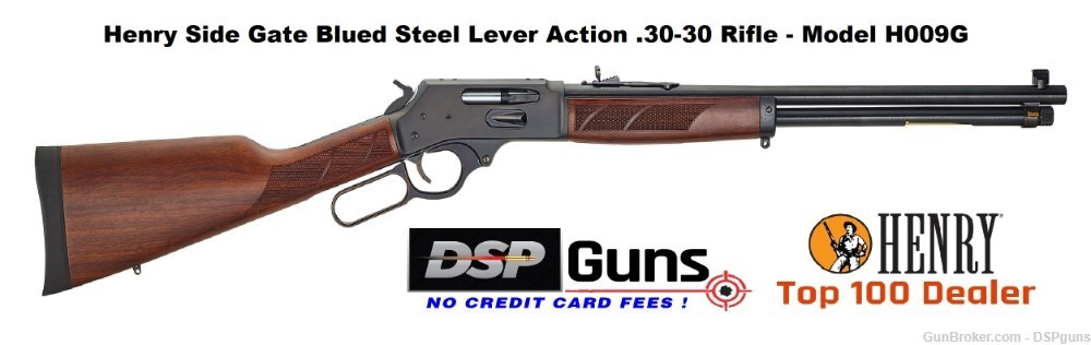Henry Side Gate Blued Steel Lever Action .30-30 Rifle - H009G -No C.C. Fees-img-0