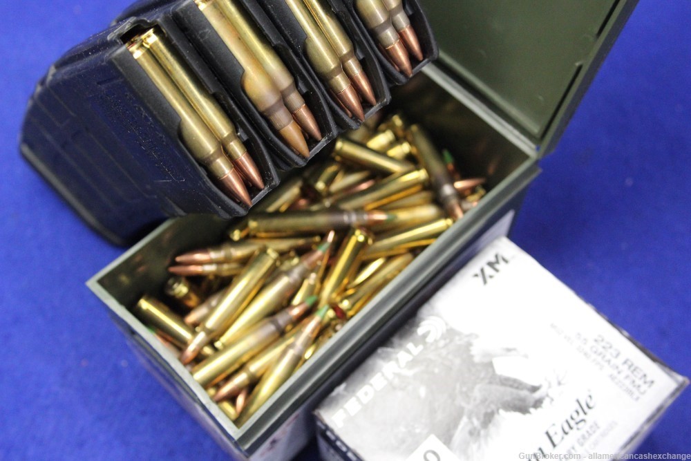 300 Rounds of 223 / 5.56 Assorted AMMO Federal, PPU, LC & 4 Magazines-img-0