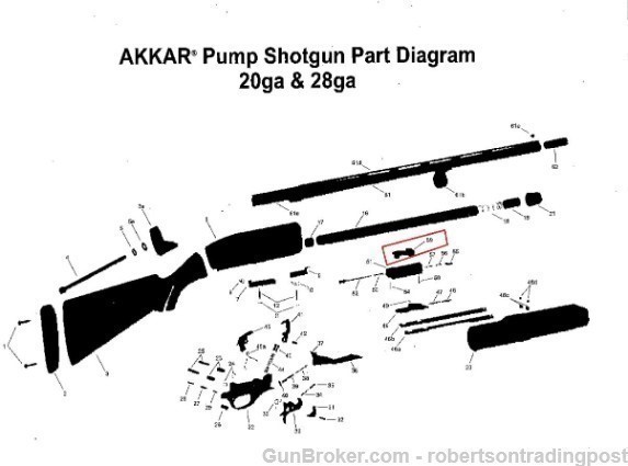 Charles Daly Akkar 20 gauge 300 serie Pump  Locking Block Schematic View 59-img-5