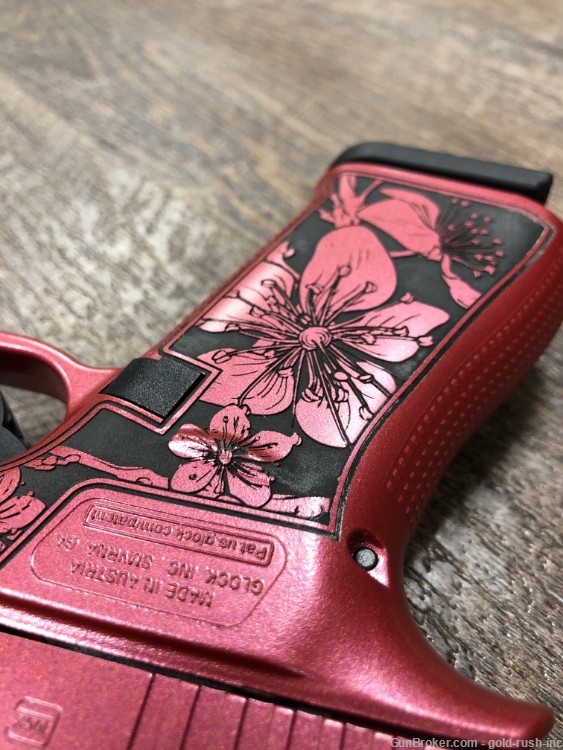 Glock 43X 9mm Cherry Blossom Engraved Medusa Pink Red Hard Case 10 Rd Mag-img-17