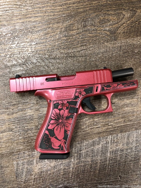 Glock 43X 9mm Cherry Blossom Engraved Medusa Pink Red Hard Case 10 Rd Mag-img-11