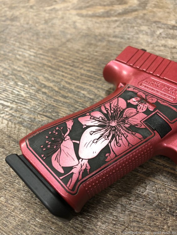 Glock 43X 9mm Cherry Blossom Engraved Medusa Pink Red Hard Case 10 Rd Mag-img-5