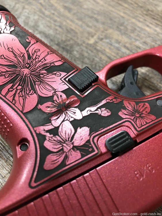 Glock 43X 9mm Cherry Blossom Engraved Medusa Pink Red Hard Case 10 Rd Mag-img-16