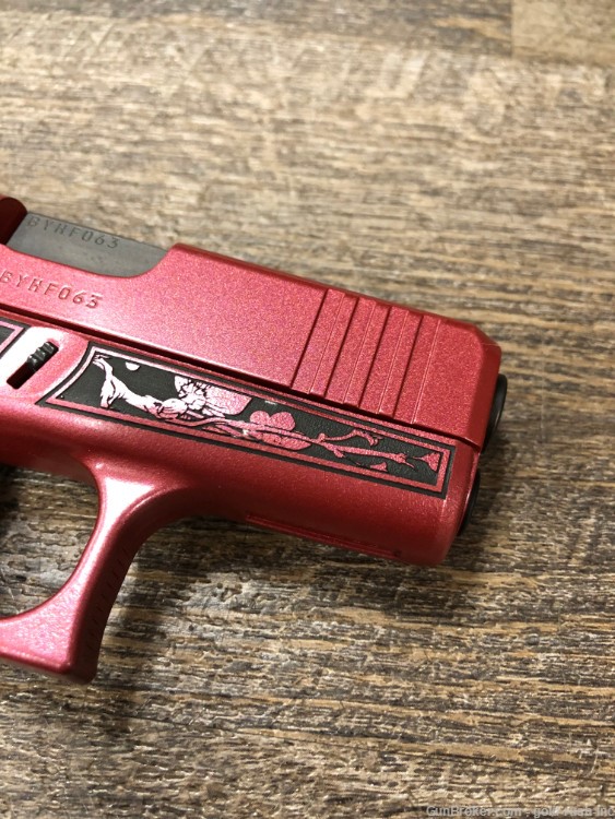 Glock 43X 9mm Cherry Blossom Engraved Medusa Pink Red Hard Case 10 Rd Mag-img-8