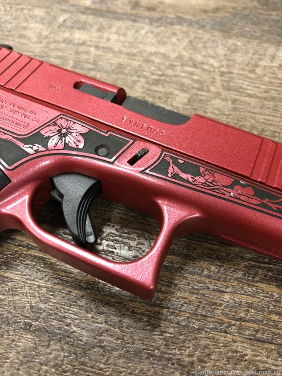 Glock 43X 9mm Cherry Blossom Engraved Medusa Pink Red Hard Case 10 Rd Mag-img-7