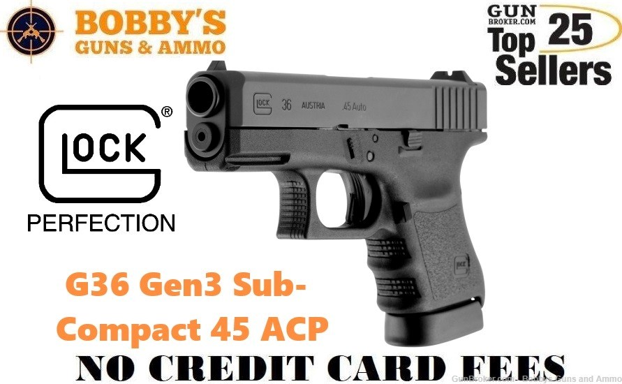 Glock PI3650201FGR G36 Gen3 Sub-Compact 45 ACP 6+1 3.78"-img-0