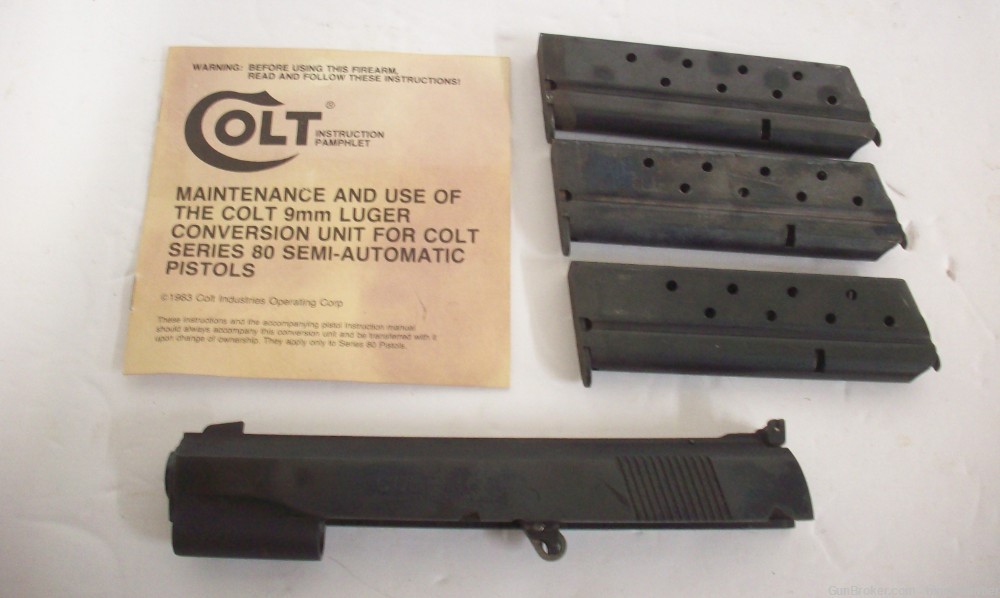 Colt MK IV Series 80 Conversion Kit: 9MM Luger w/3 magazines & Instructions-img-0