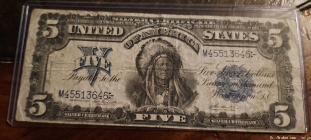 1899 $5 INDIAN SILVER CERTIFICATE-img-0