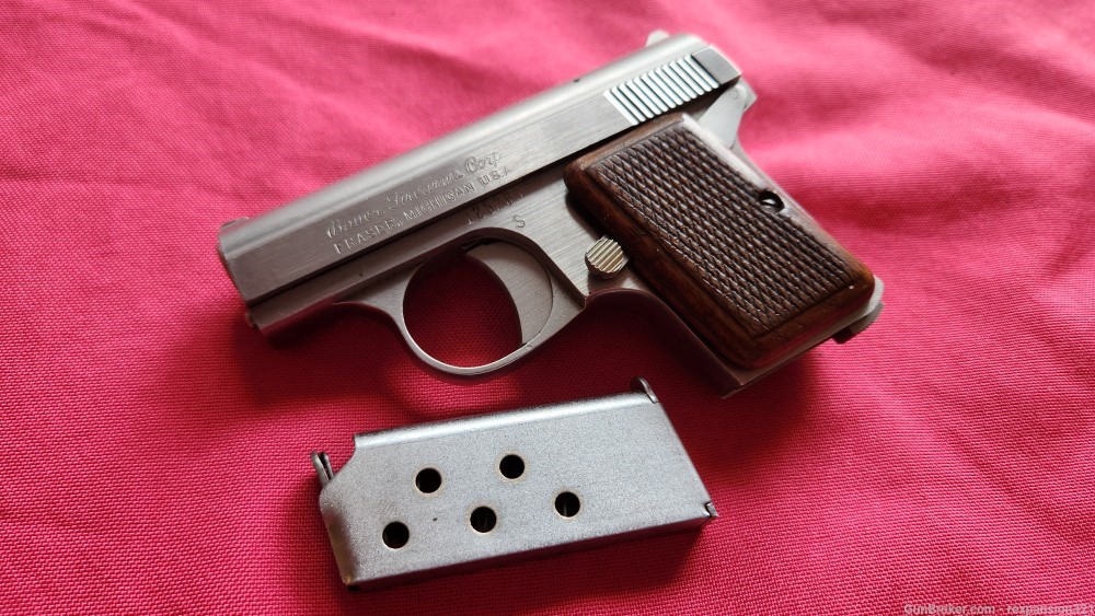 VINTAGE POCKET PISTOL BAUER BABY AUTOMATIC STAINLESS .25ACP-img-2