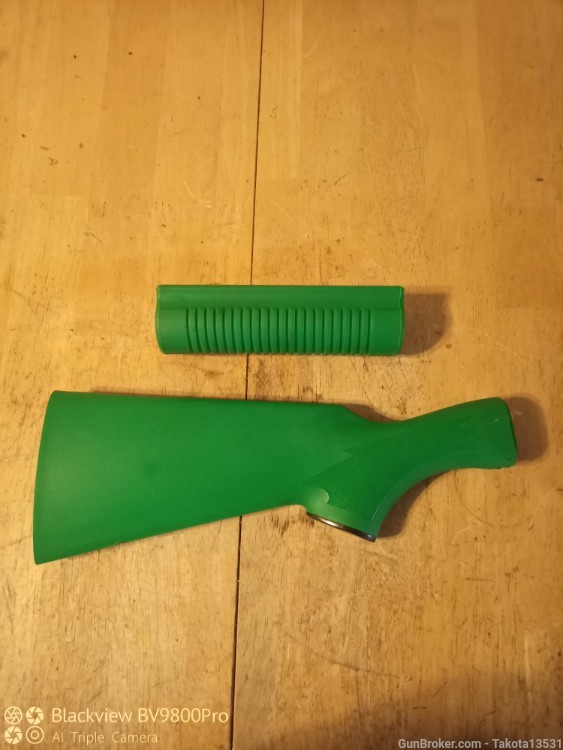 Green Plastic Stock & Forearm for Remington 870 Shotgun (No Butt pad)-img-0