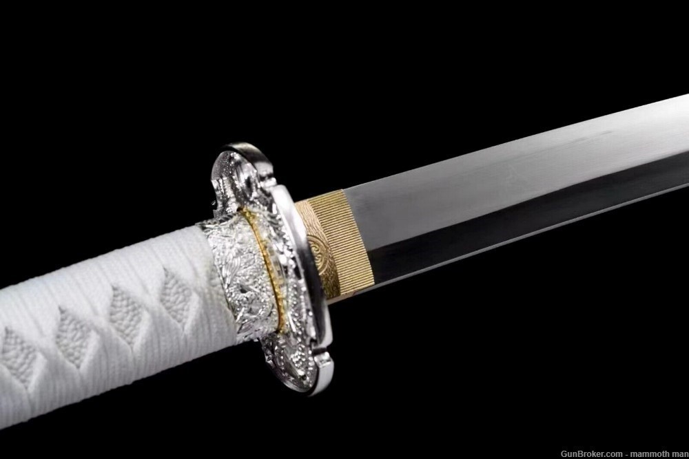 White Spring Steel Japanese Samurai sword -img-2