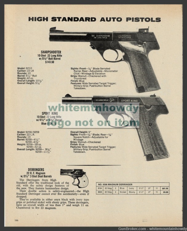 1979 HIGH STANDARD Sharpshooter, Sport King Pistol and Derringer PRINT AD-img-0
