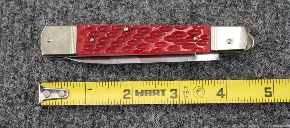 Hubertus Solingen RED Lever lock Automatic 7-1/2" Pocket Knife (USED)-img-3