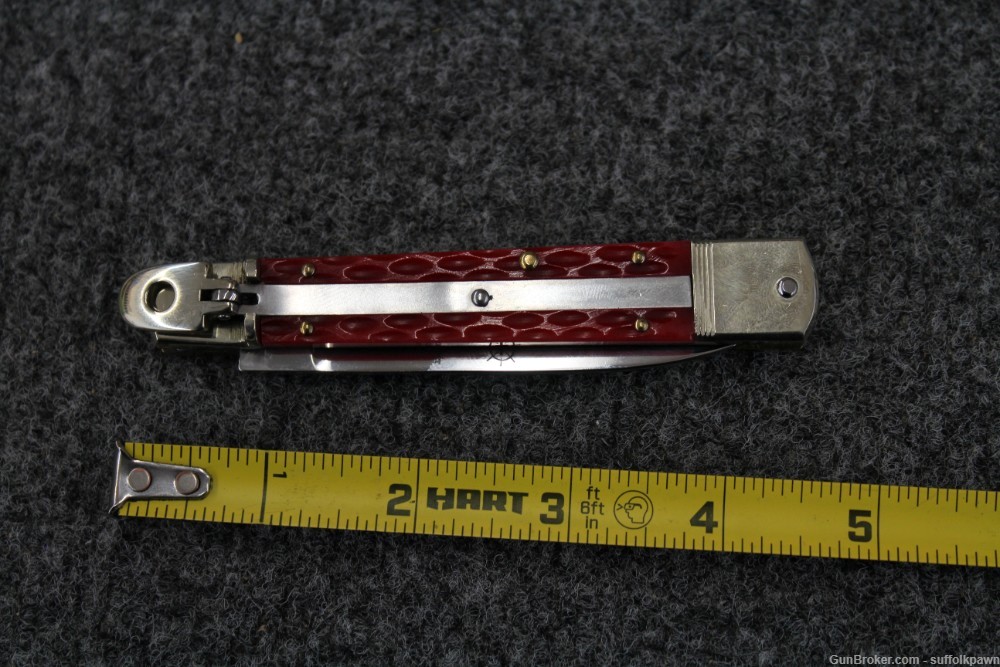 Hubertus Solingen RED Lever lock Automatic 7-1/2" Pocket Knife (USED)-img-2