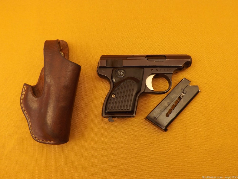 STERLING AUTO .22LR SEMI AUTO PISTOL W/LEATHER HOLSTER-img-1