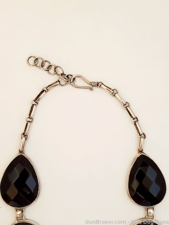 Faceted Black Onyx Necklace in Layered 925 Sterling Silver Settings.18"lg.-img-2