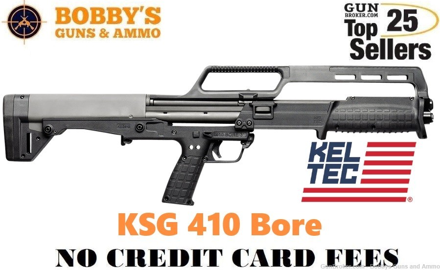 Kel-Tec KSG410BLK KSG 410 Bore 18.50" 3" 10+1, Black "NO CREDIT CARD FEE"-img-0