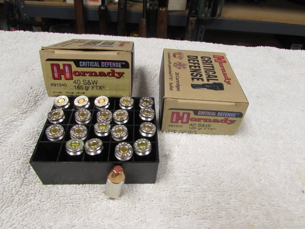 Hornady Critical Defense 40 S&W 165 gr FTX ammo 2 boxes 91340-img-0