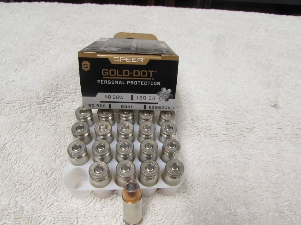 Speer 40 S&W Gold Dot 180 gr GDHP ammo 23962GD-img-0
