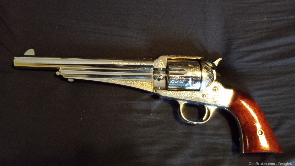 Taylor/Uberti Laser Engraved SA 1875 Outlaw Nickel 7.5" Barrel .45 Colt-img-1