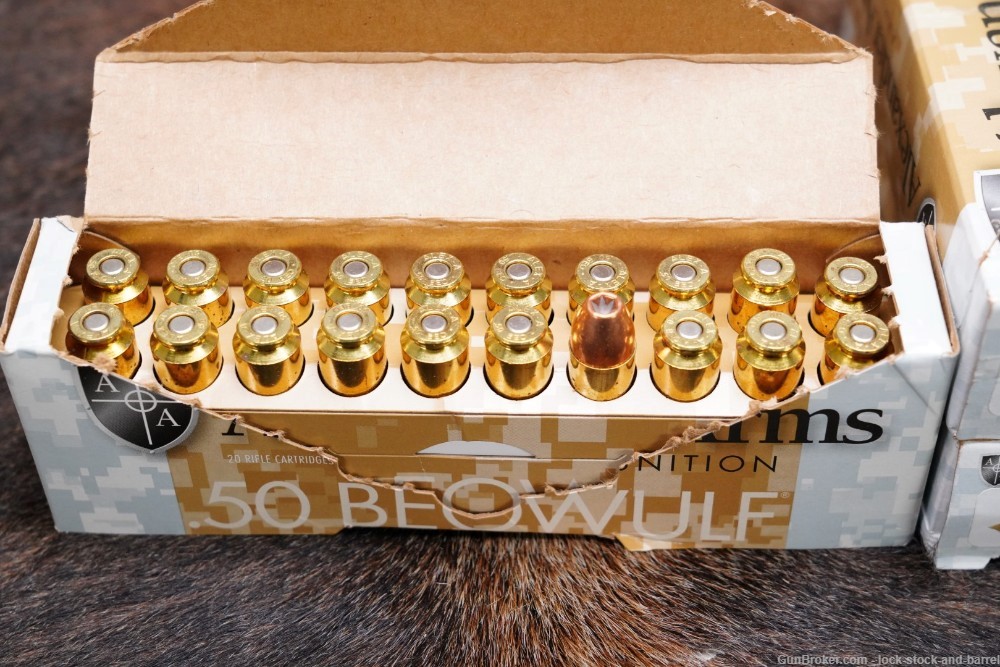 60x .50 Beowulf Ammunition Alexander Arms 335 Grain FMJ & JHP Bullets-img-3