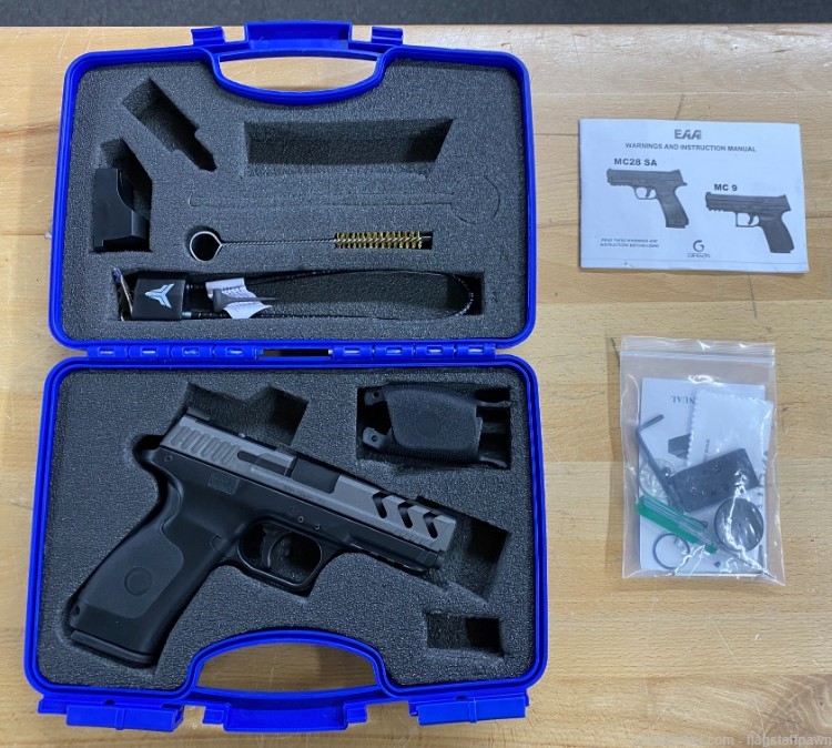 EAA MC28 SA T 9mm Pistol w/ Case, Derry Red Dot Sight, and extras-img-11
