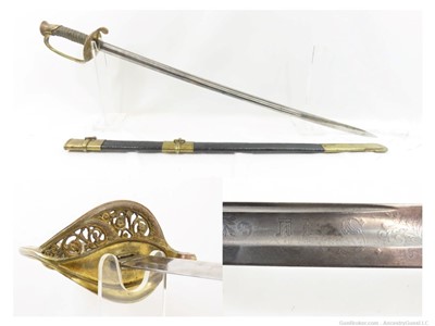 ETCHED BLADE Antique CIVIL WAR Era U.S. M1850 Staff & Field OFFICER’S Sword