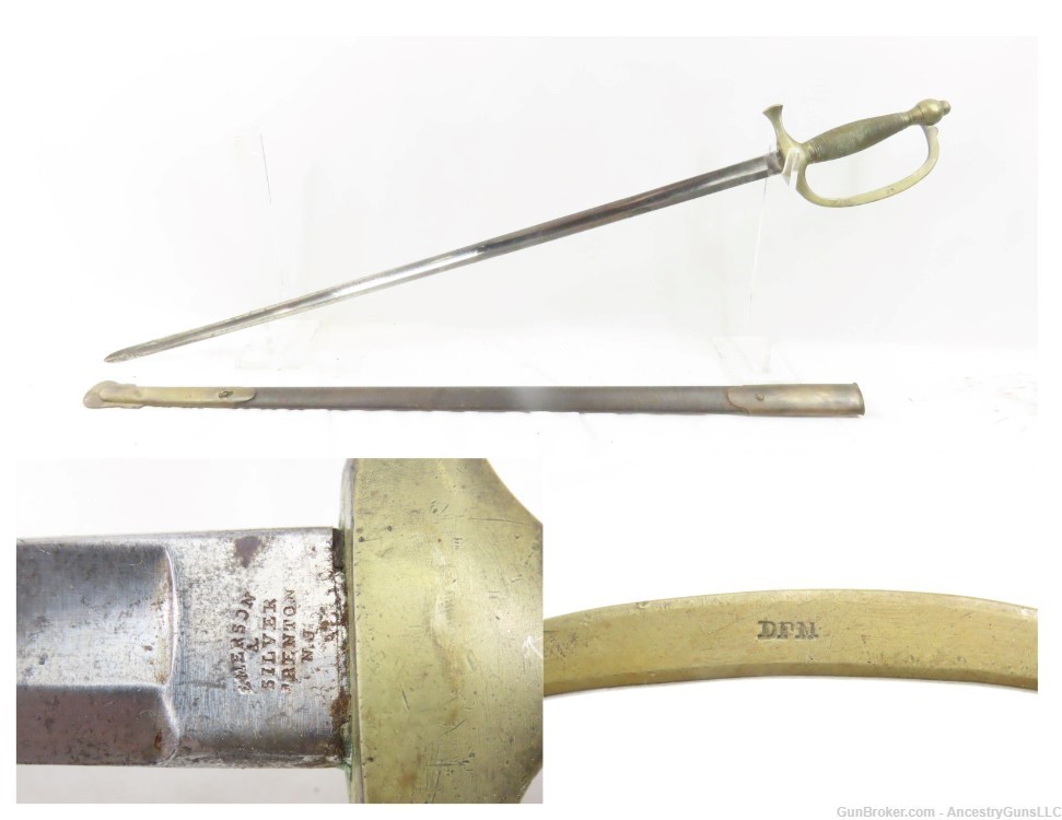 1863 EMERSON & SILVER Antique CIVIL WAR Era U.S. M1840 MUSICIAN’S Sword   b-img-0