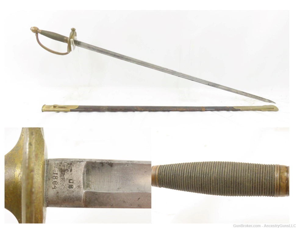 CIVIL WAR Era Antique AMES MANUFACTURING Co. U.S. M1840 NCO Sword SCABBARD -img-0