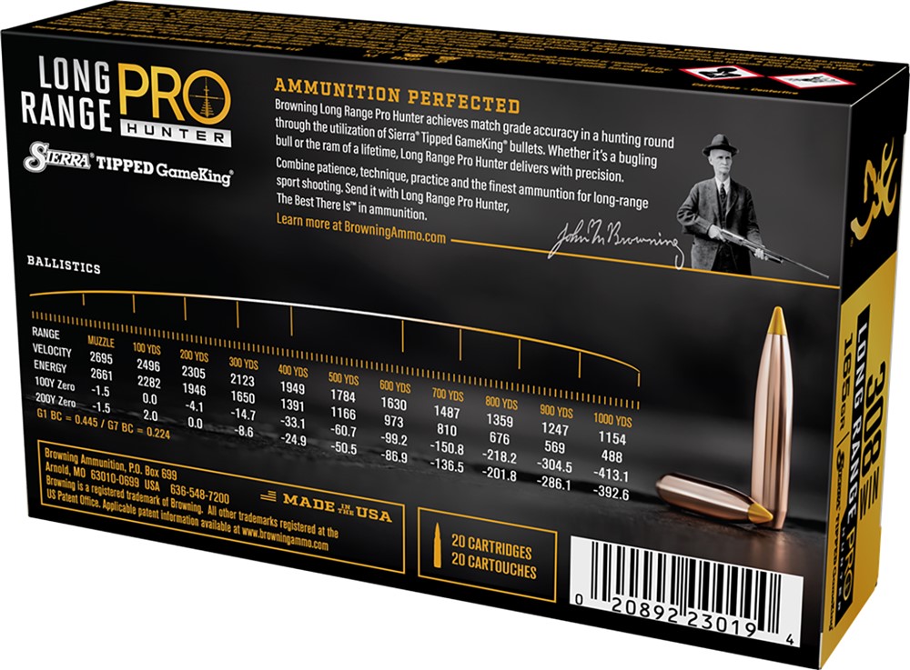Browning Ammo Long Range Pro 308 Win 165gr 20 Rounds Per Box B192503082-img-1