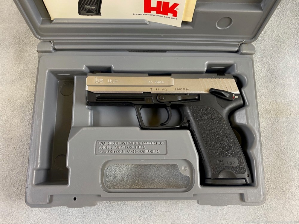 HECKLER & KOCH USP 45 STAINLESS 45 ACP 4.25"RARE EARLY *USED* PENNY AUCTION-img-2