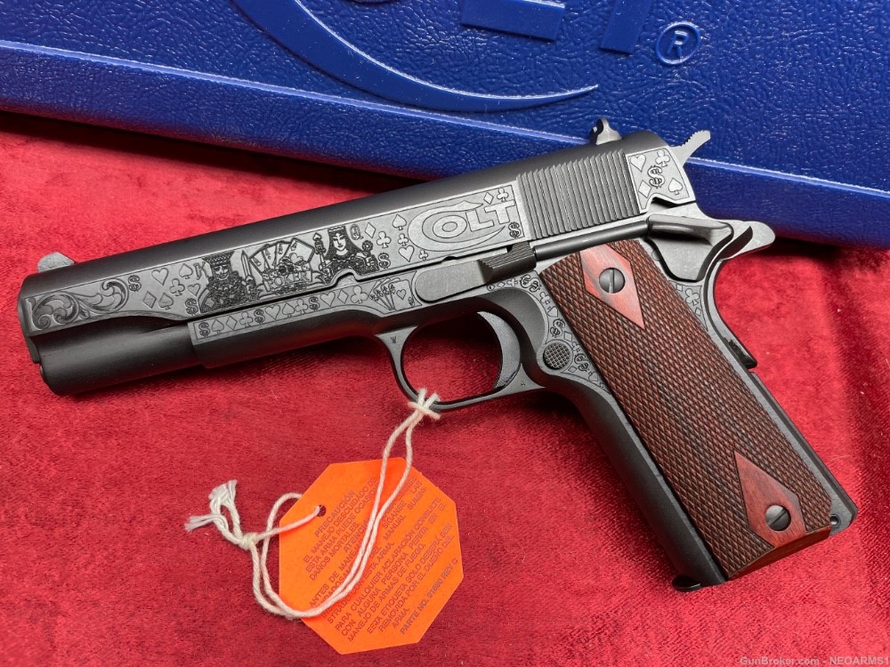 NIB Colt 1911 Government 45 acp . Stunning (Gambler) Engraved!-img-0