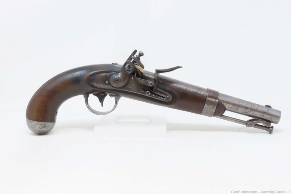 1837 Antique ASA WATERS U.S. M1836 .54 Military DRAGOON FLINTLOCK Pistol   -img-1