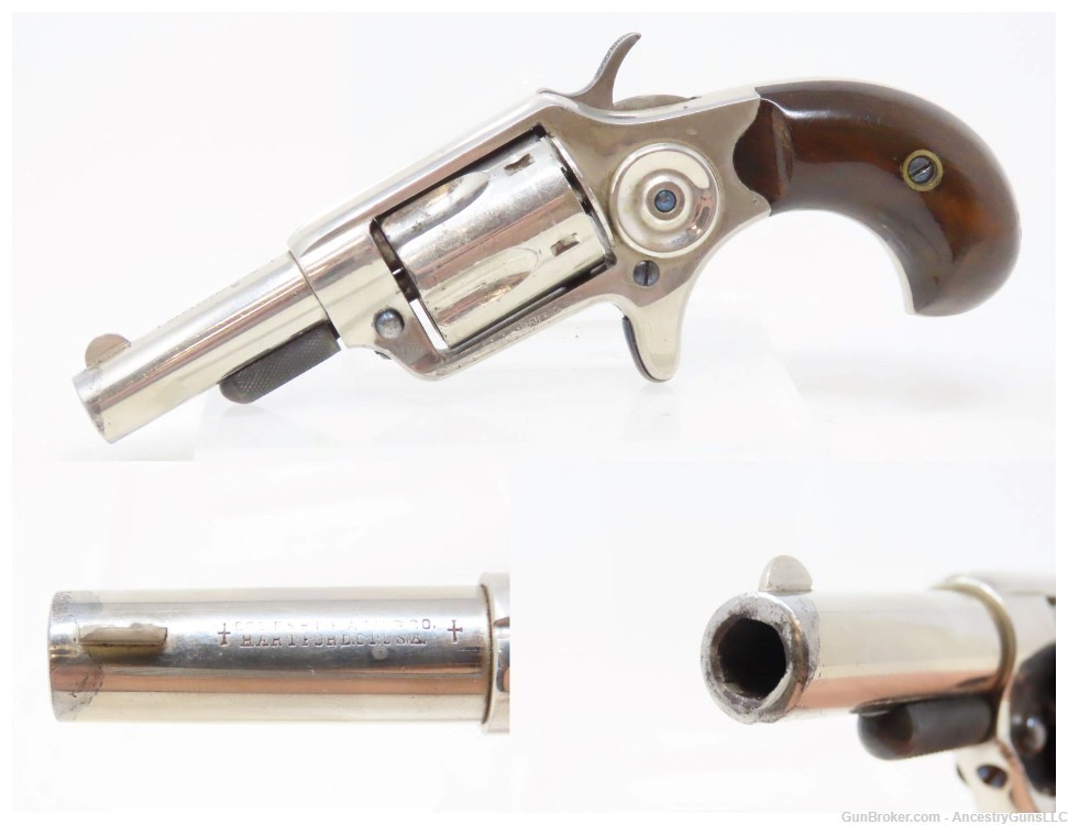 1874 Antique Nickel COLT NEW LINE .32 Caliber Rimfire SPUR TRIGGER Revolver-img-0