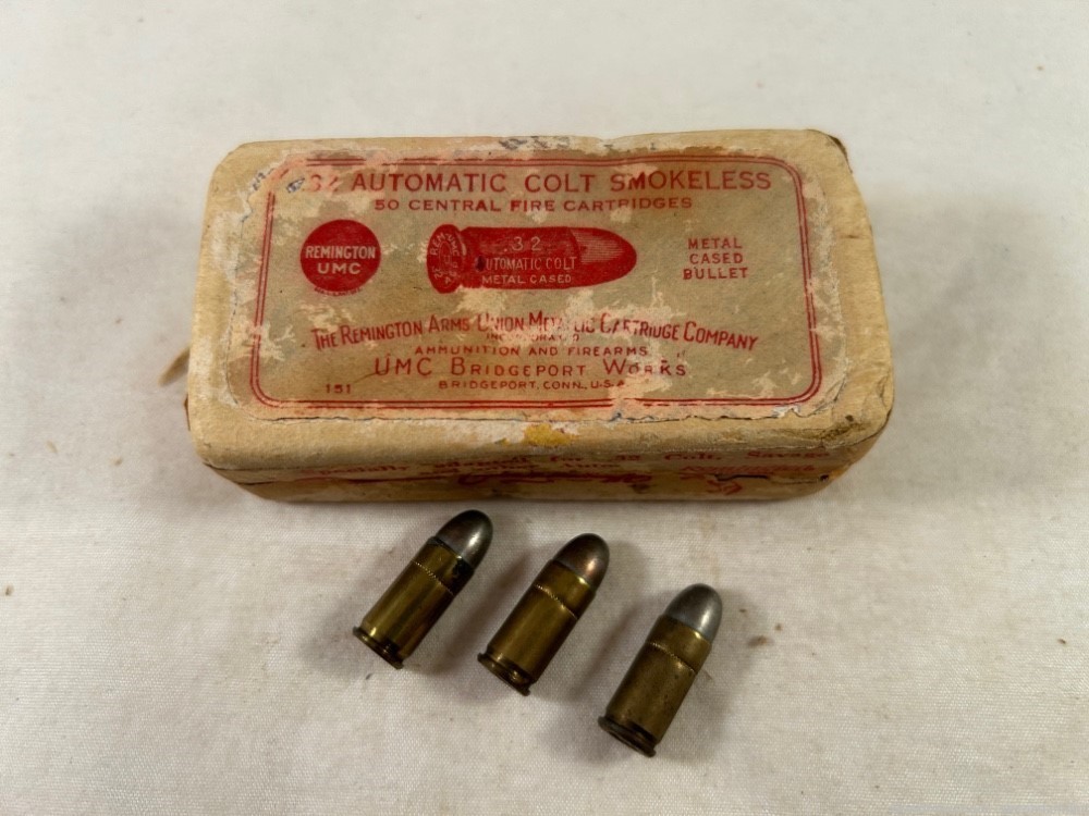 32ACP Ammo Collectors 32 Automatic Colt Pistol 3 Rounds Remington UMC -img-0