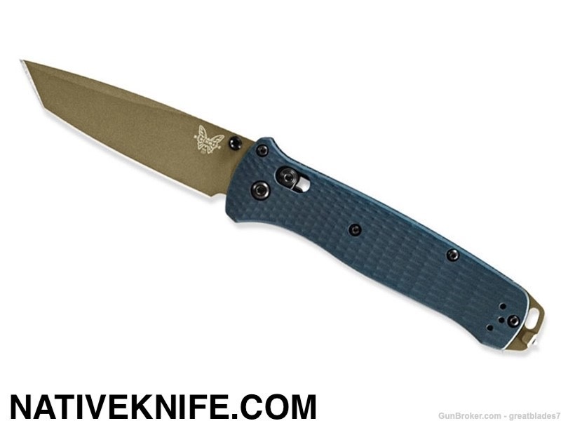 Benchmade Bailout AXIS Lock Knife Crater Blue Aluminum Handle 537FE-02 -img-0