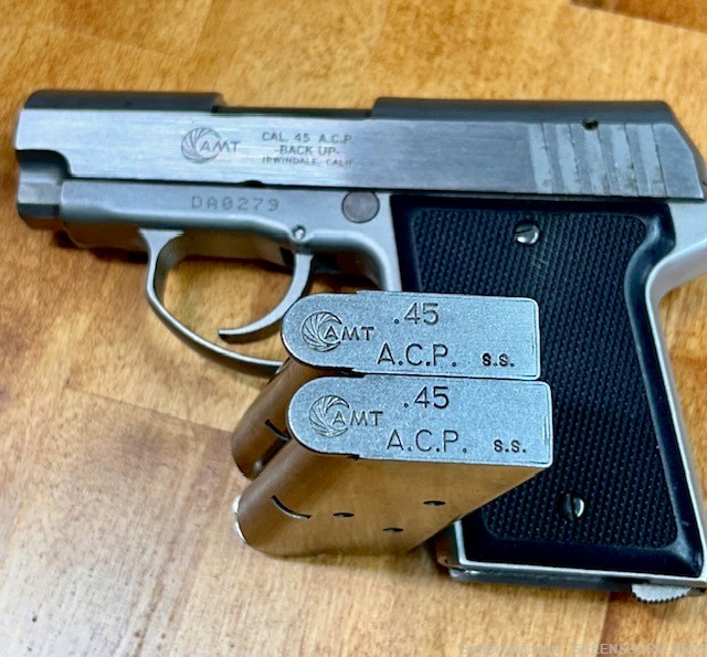 AMT BACKUP 45acp, TWO MAGS, EARLY SERIAL NUMBER-img-5