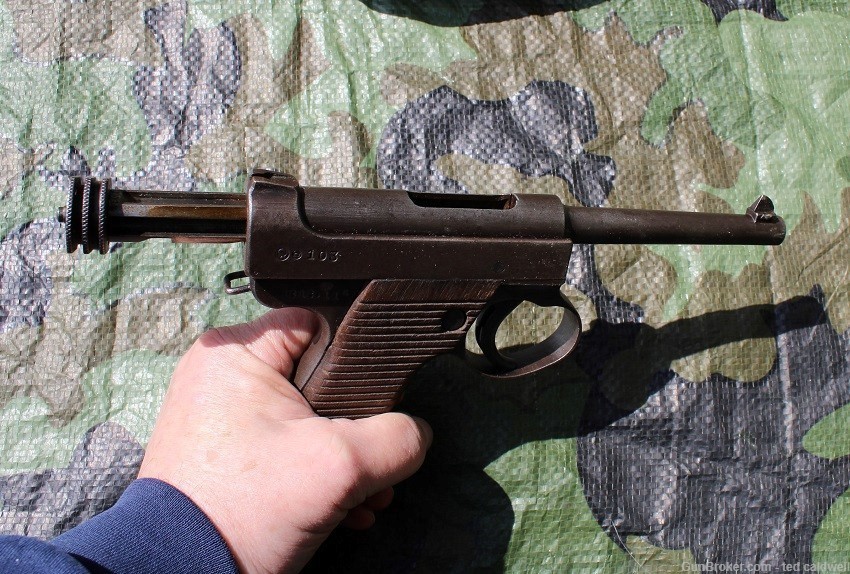  Japanese T-14 Nambu 8mm pistol in rubberized fabric holster! Free Ship !-img-14