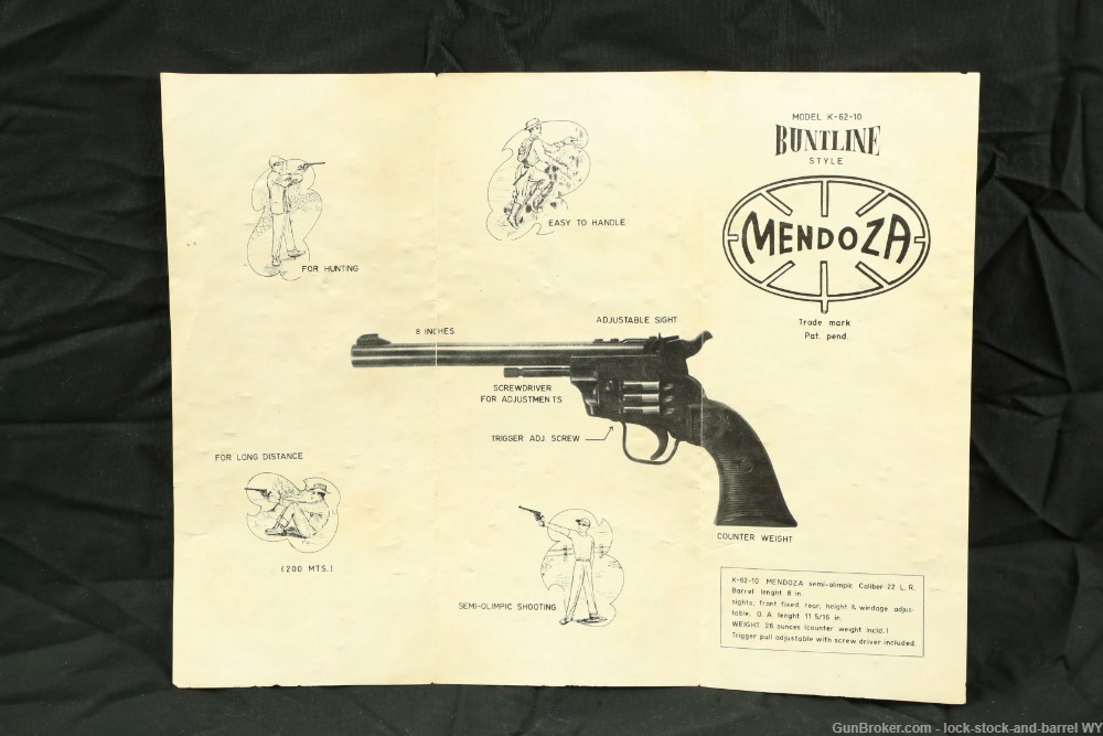 Mendoza “Buntline Style” Model K-62-10 .22 LR Single Shot Pistol C&R-img-27