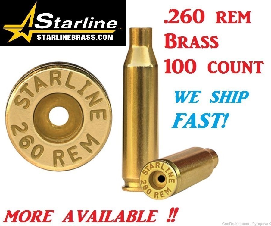 .260 Rem Brass Starline 100 count , more available !-img-0