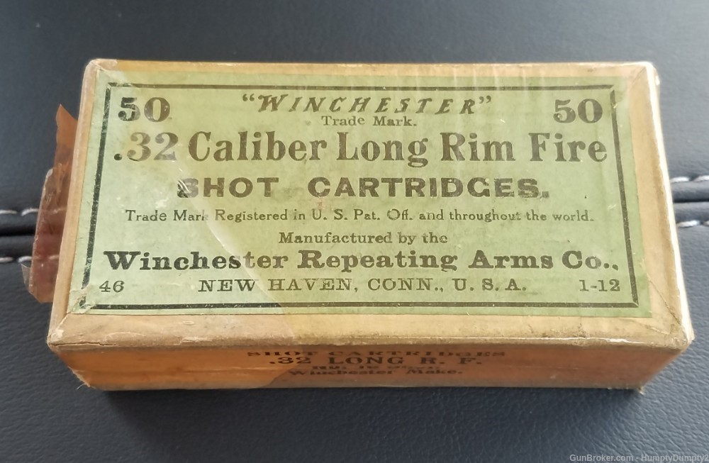 Rare Winchester 32RF 32 Rimfire Long ShotShell No. 10 Shot 50 Rounds Sealed-img-0