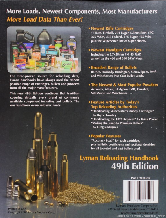 Lyman 49th Reloading Handbook, Lyman Products Corp.; USED-img-1