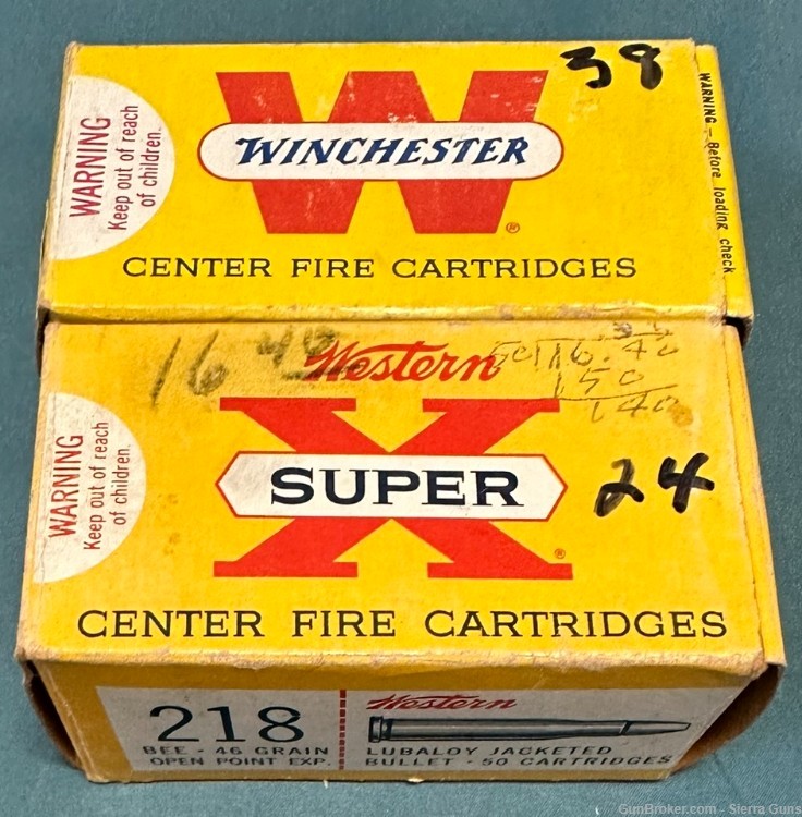 Winchester.218 Bee 46 gr JHP 62 rds. NO CC FEE-img-0