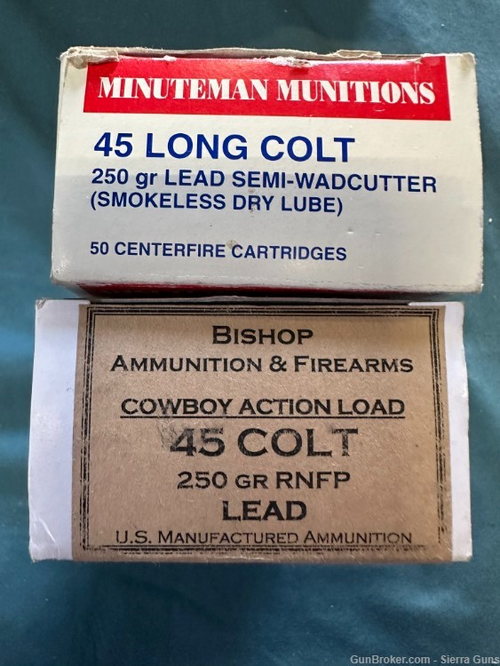 Minuteman/Bishop 45 Colt ammo 45LC 100 rds 250gr RNFP/SWC NOCC FEE-img-2